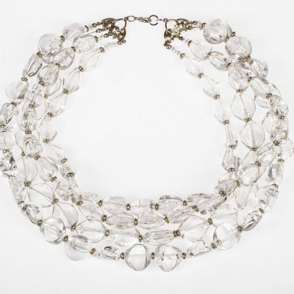 Clear Lucite Nugget Bead Torsade Necklace
